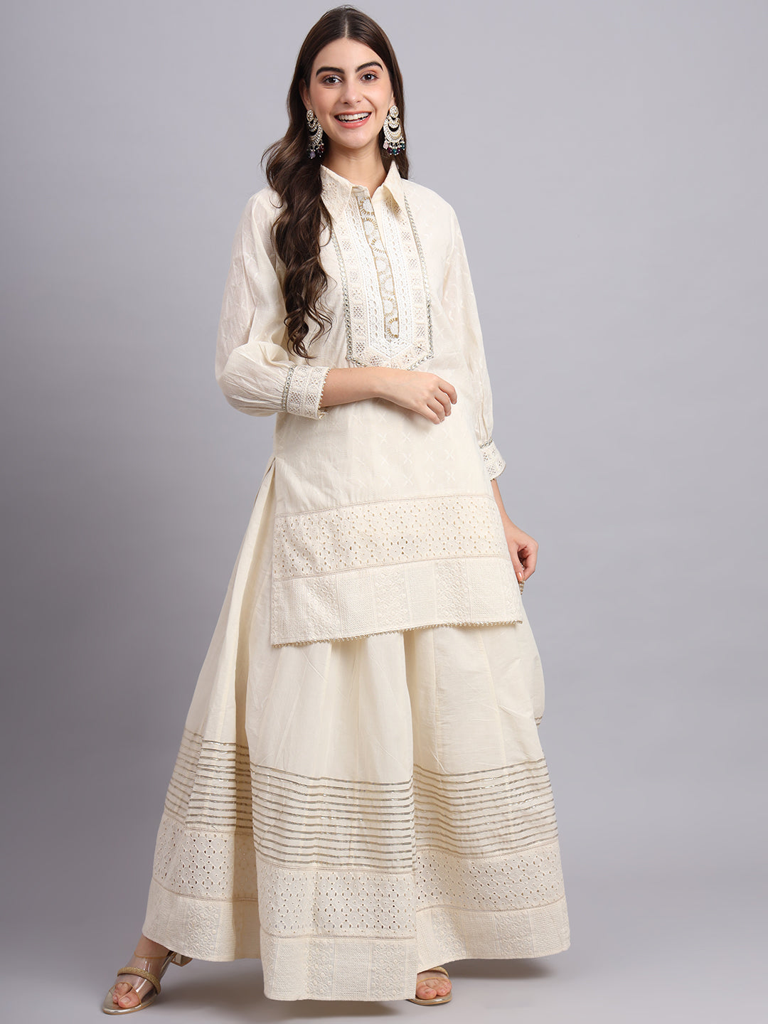 Zari Short Kurta with Skirt – Women’s Festive Party Wear & Wedding Outfit
