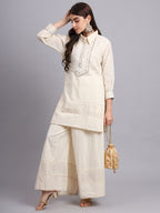 Women’s Zari Short Kurta Sharara Outfit – Modern Festive Collection