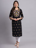 Black Floral Embroidered Kurta for Women – Elegant Ethnic Party Wear (Only Kurta))